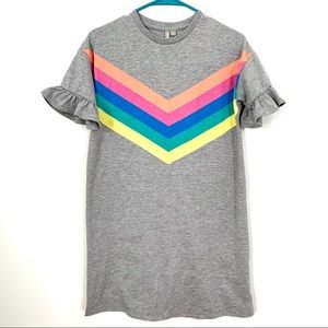 asos ruffle sleeve rainbow t-shirt dress mini babydoll